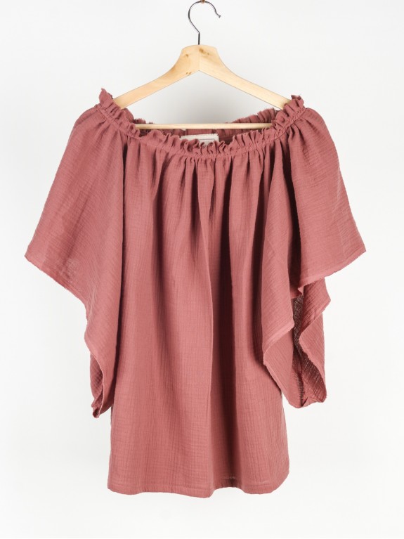 Terracota chiffon blouse